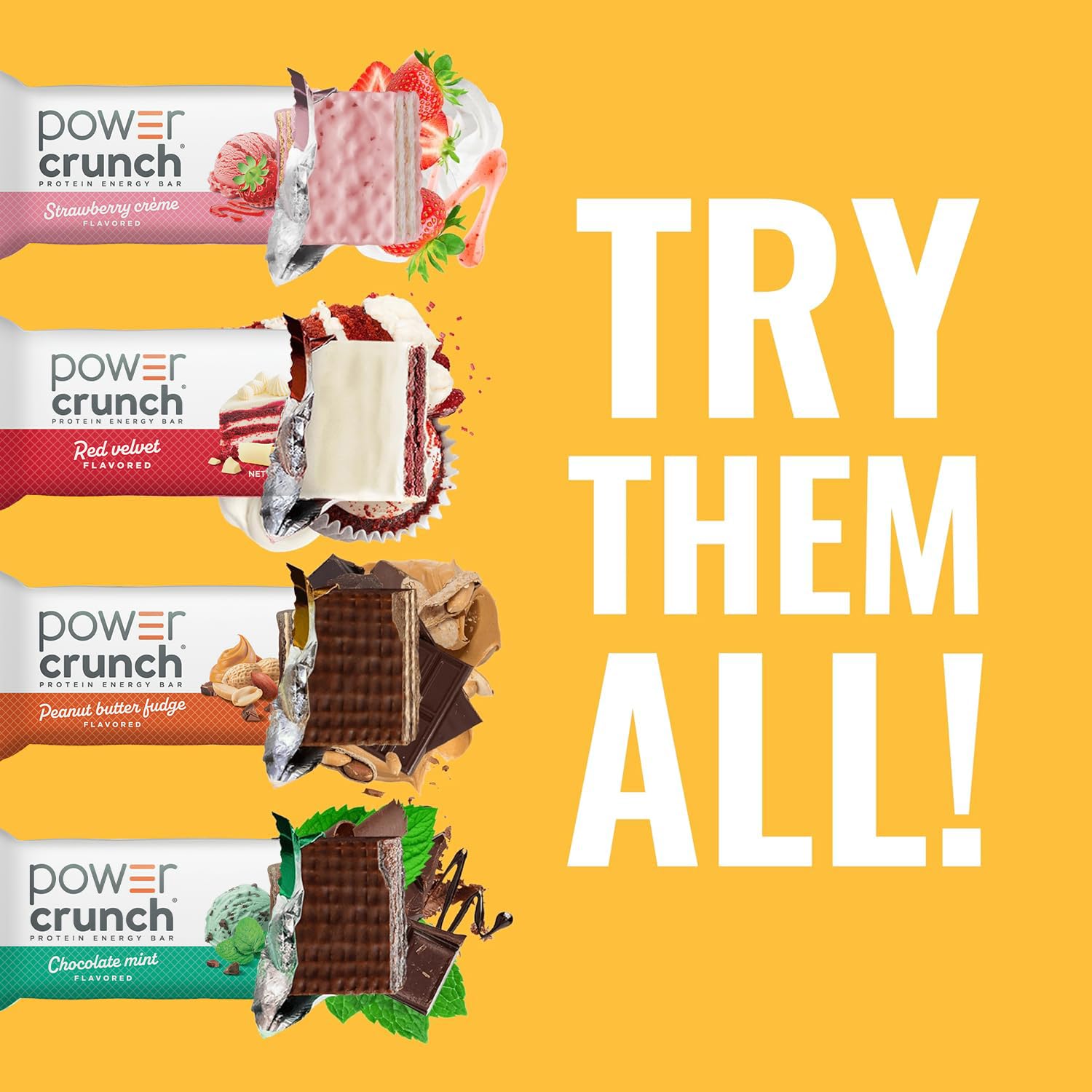 Power Crunch Protein Energy Wafer Bars, Peanut Butter Fudge, 1.4 Ounce (12 Count)