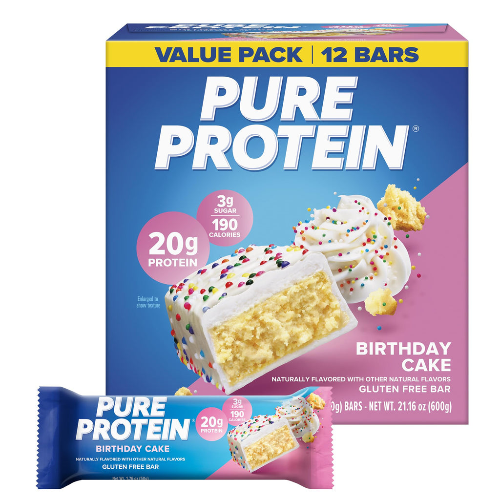 Pure Protein Cookies And Cream Protein Bars, 20g Protein, 12 Ct | 190 Calories, Low Sugar* High Protein Snack, Gluten Free