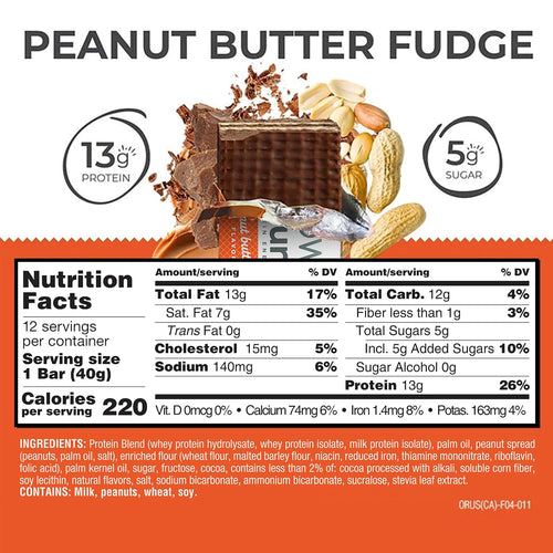 Power Crunch Protein Energy Wafer Bars, Peanut Butter Fudge, 1.4 Ounce (12 Count)
