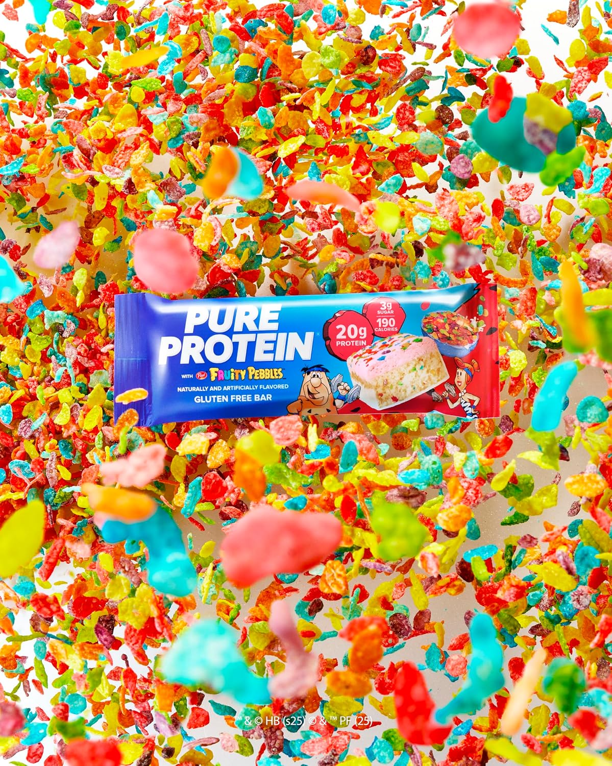 Pure Protein Fruity PEBBLES™ Protein Bars, 20g Protein, Gluten Free, 12 Ct | 3g Sugar, 190 Calories, Low Sugar* High Protein Snack